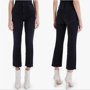 Mother The Hustler Ankle Fray Flare Black Jeans Size 31 Encounters at Night NEW